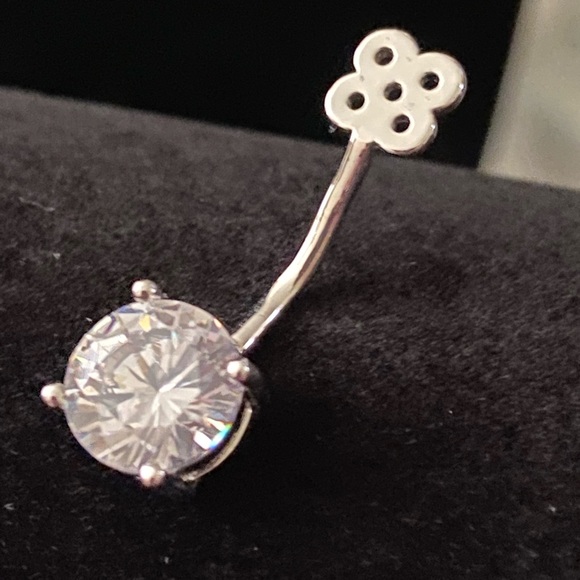 Platinum-Plated Front Back 2 in 1 CZ Stud and Ear Jacket Earrings (5 cttw) - Picture 5 of 6